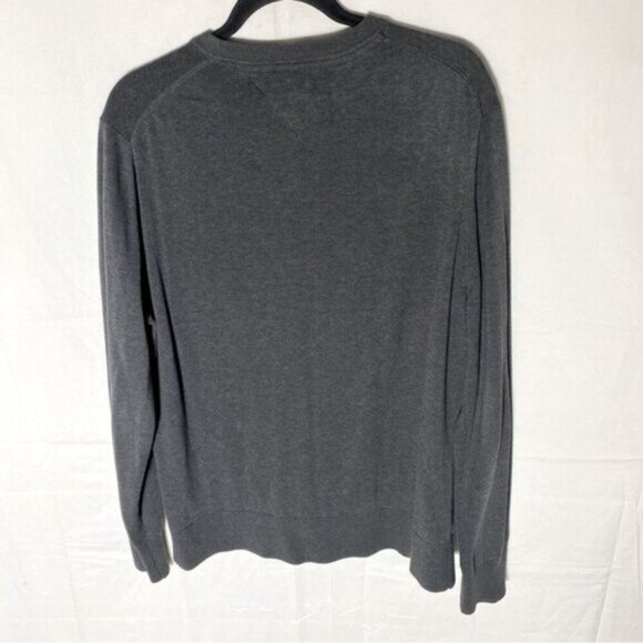 Tommy Hilfiger Grey Pima Cotton Knit V Neck Pullover Light Sweater L - Picture 12 of 13